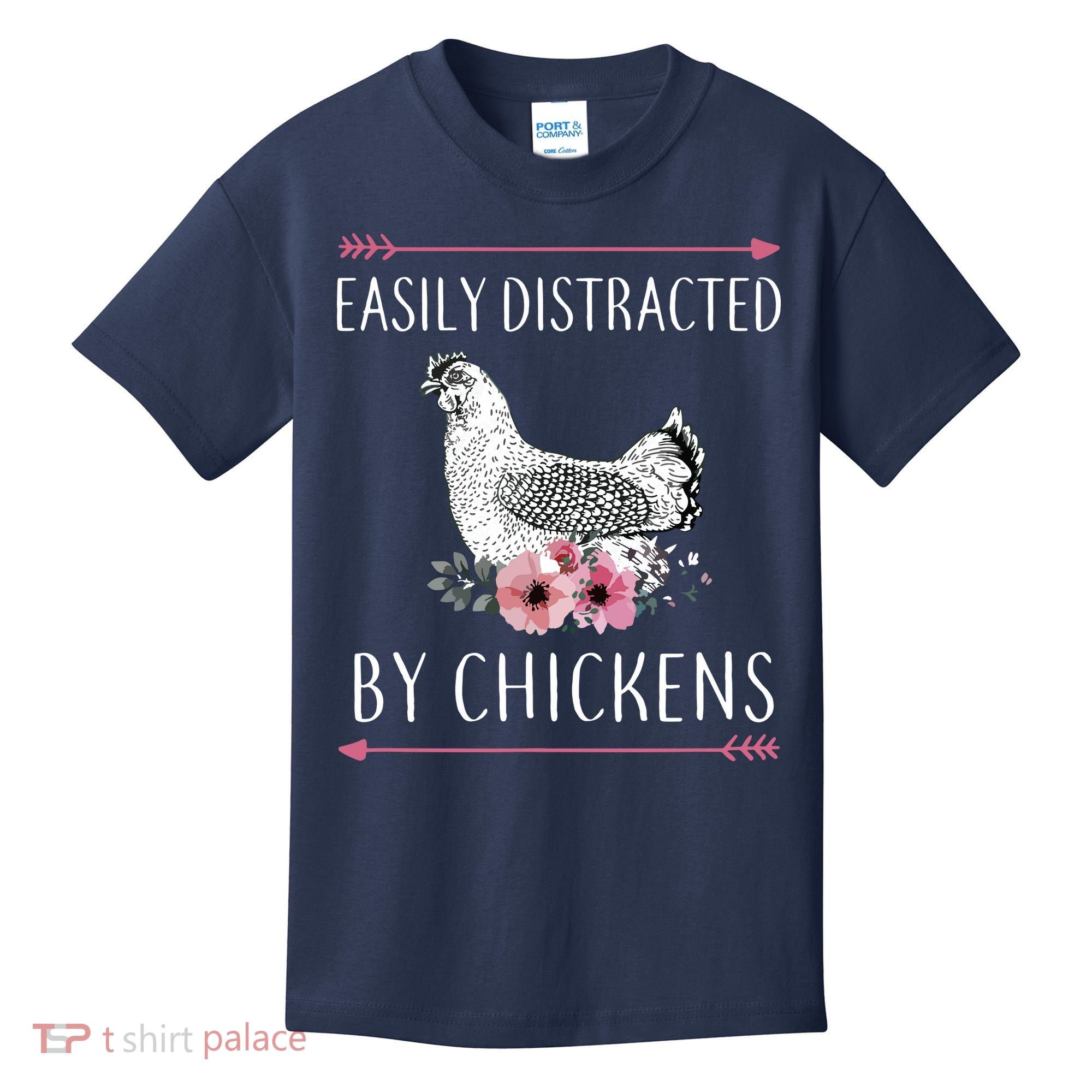Easily Distracted By Chickens For Chicken Lovers Funny Kids T-Shirt