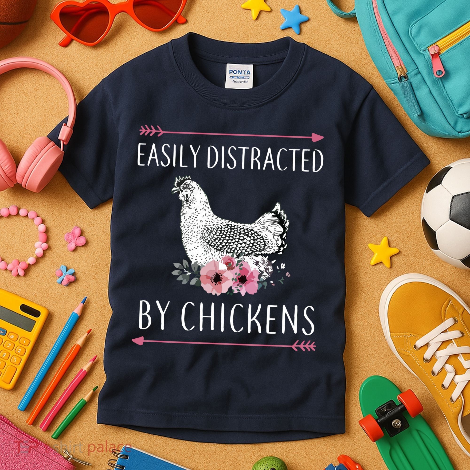 Easily Distracted By Chickens For Chicken Lovers Funny Kids T-Shirt