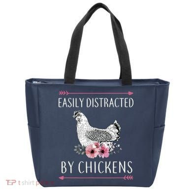 Easily Distracted By Chickens For Chicken Lovers Funny Tote Bag