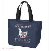 Easily Distracted By Chickens For Chicken Lovers Funny Tote Bag thumb 3