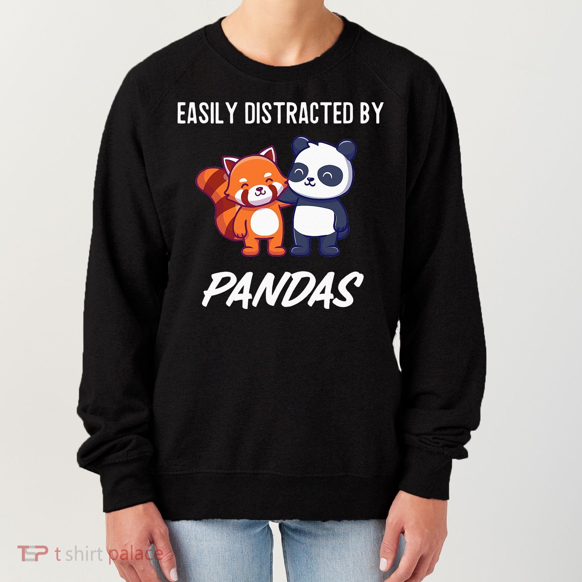 Easily Distracted By Pandas Cute Red Panda And Panda Women's Sweatshirt