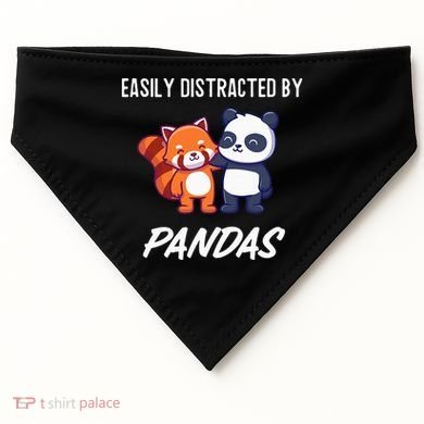 Easily Distracted By Pandas Cute Red Panda And Panda USA-Made Doggie Bandana