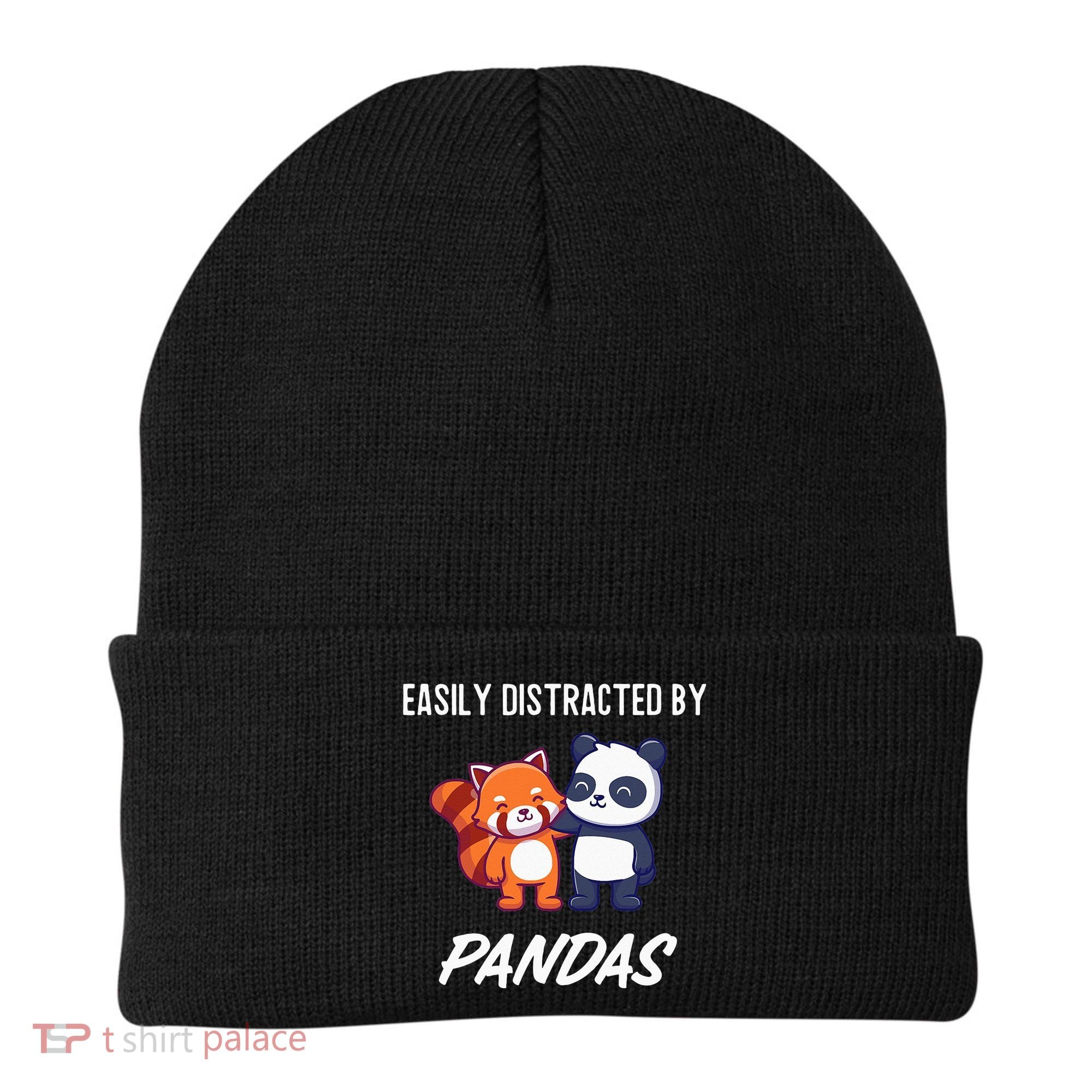 Easily Distracted By Pandas Cute Red Panda And Panda Beanie