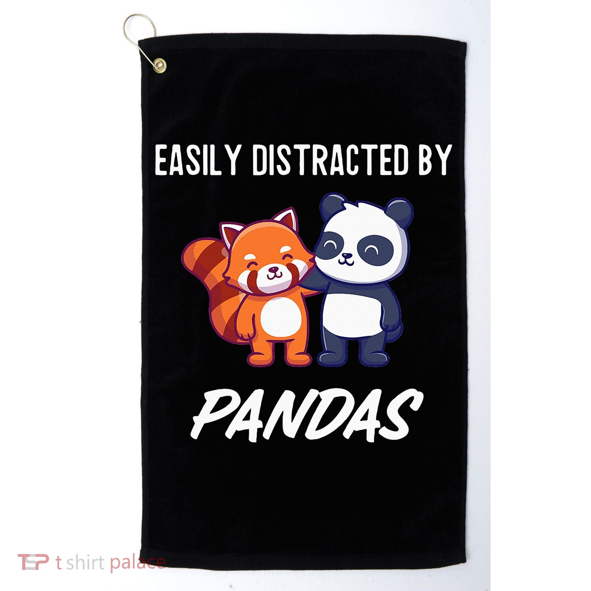 Easily Distracted By Pandas Cute Red Panda And Panda Golf Towel