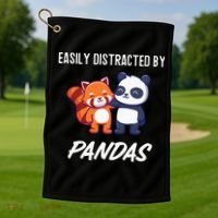 Easily Distracted By Pandas Cute Red Panda And Panda Golf Towel thumb 1