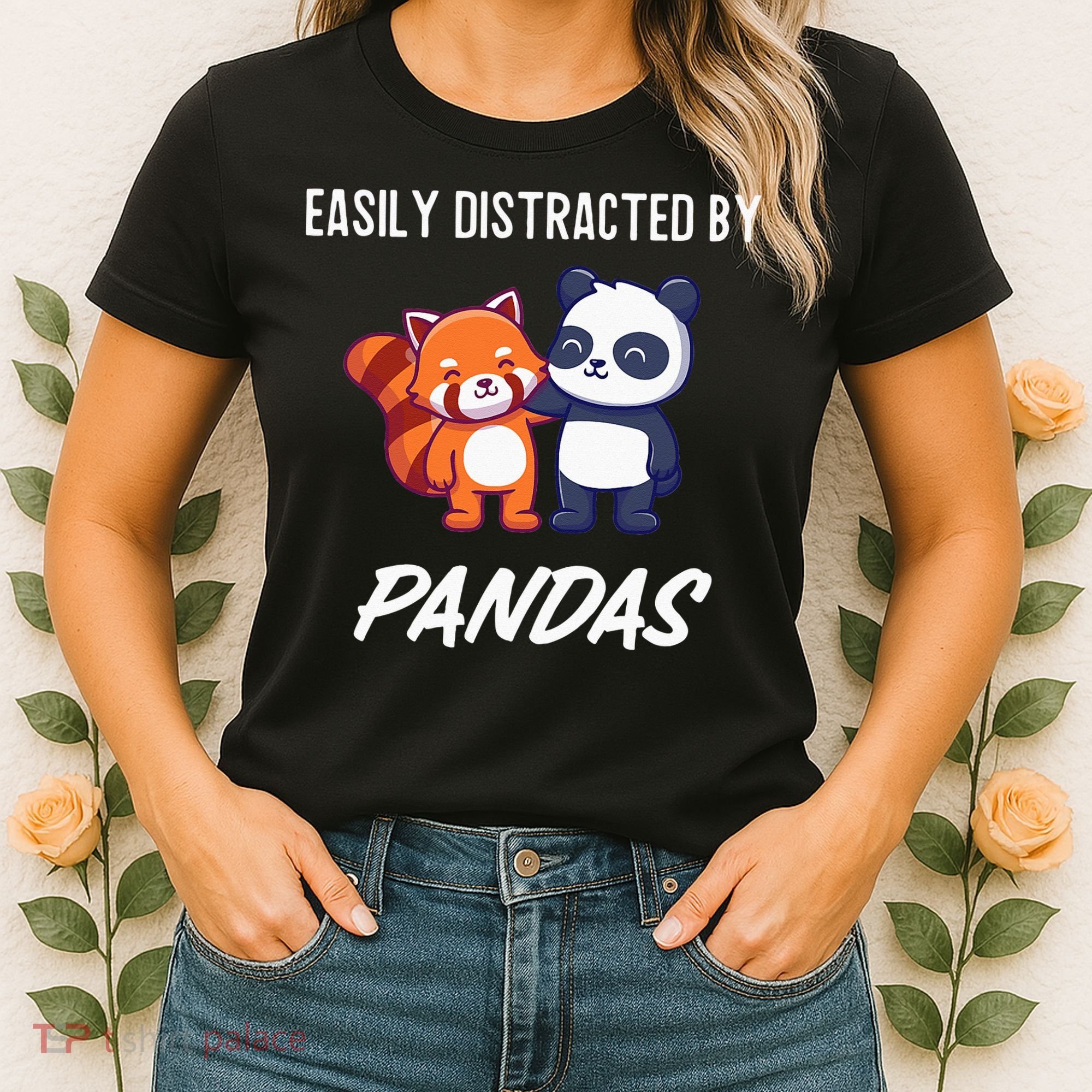 Easily Distracted By Pandas Cute Red Panda And Panda Women's T-Shirt