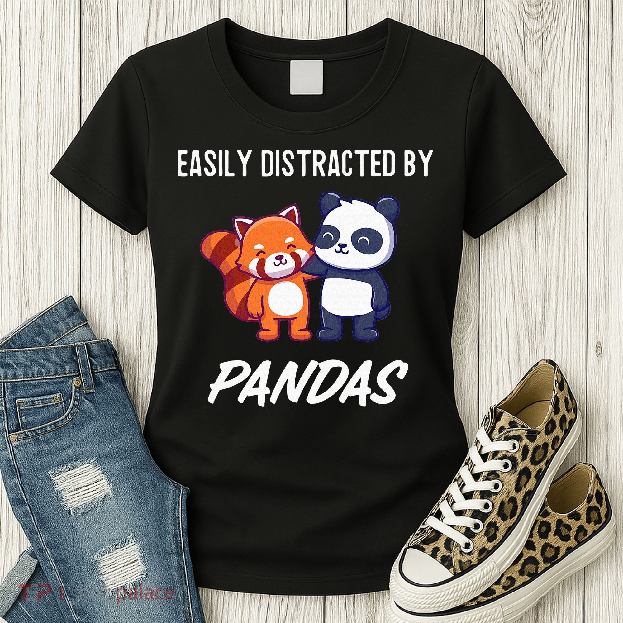 Easily Distracted By Pandas Cute Red Panda And Panda Women's T-Shirt