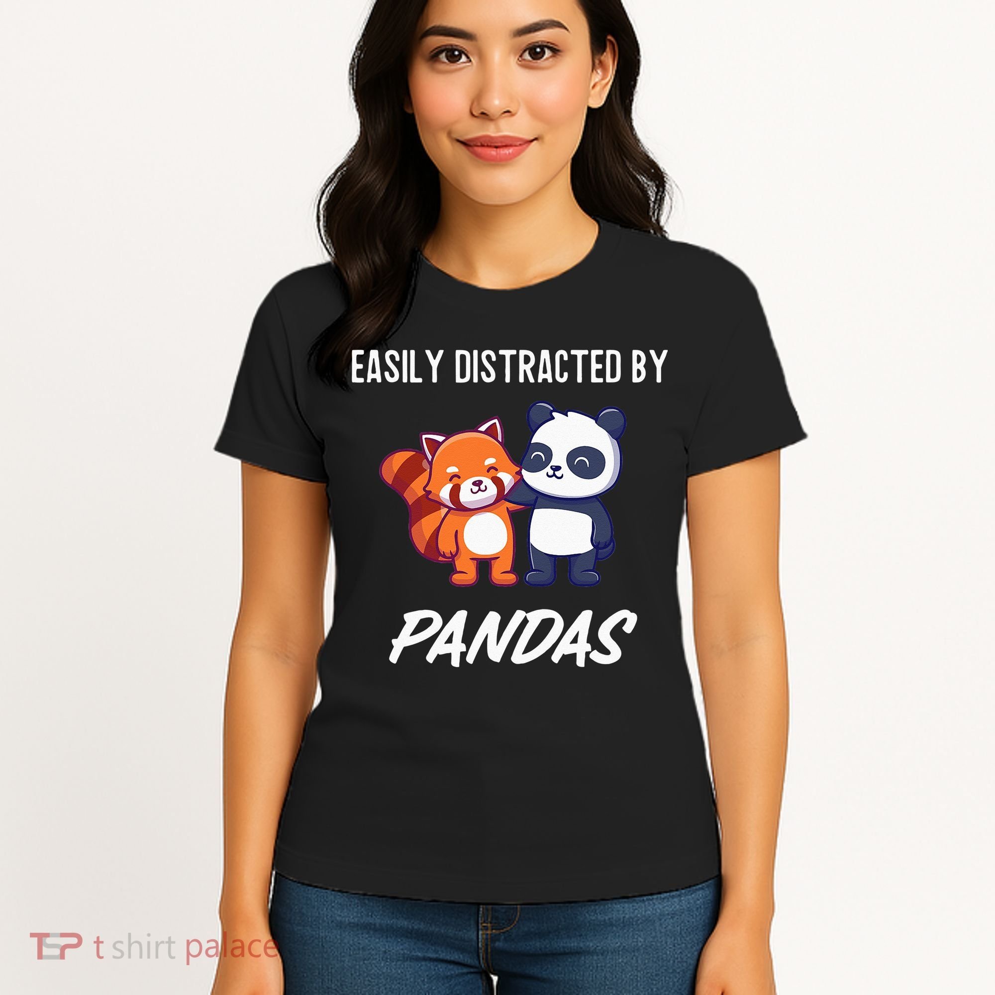 Easily Distracted By Pandas Cute Red Panda And Panda Women's T-Shirt