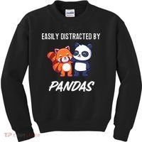 Easily Distracted By Pandas Cute Red Panda And Panda Kids Sweatshirt thumb 0