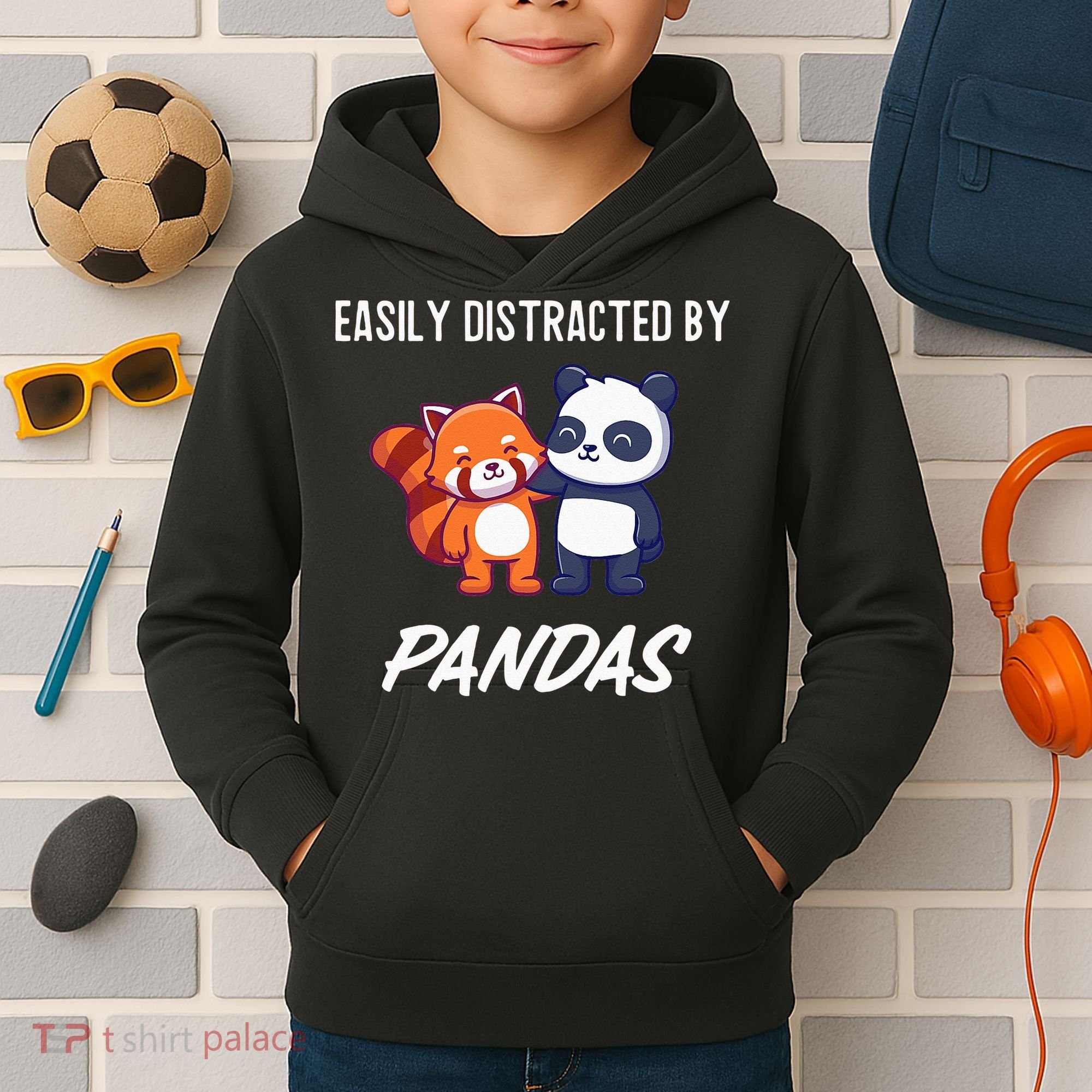 Easily Distracted By Pandas Cute Red Panda And Panda Kids Hoodie