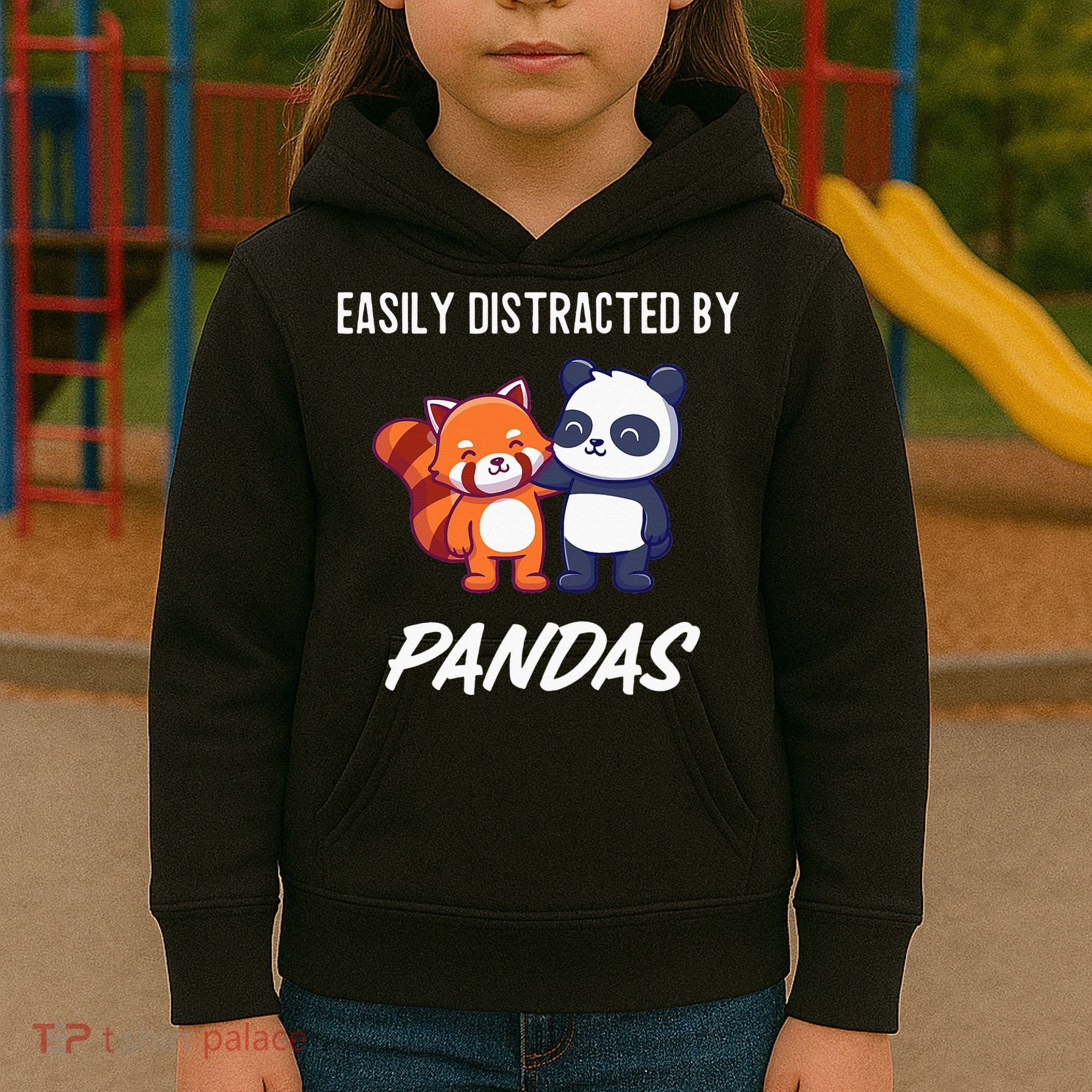 Easily Distracted By Pandas Cute Red Panda And Panda Kids Hoodie