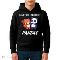 Easily Distracted By Pandas Cute Red Panda And Panda Kids Hoodie thumb 4
