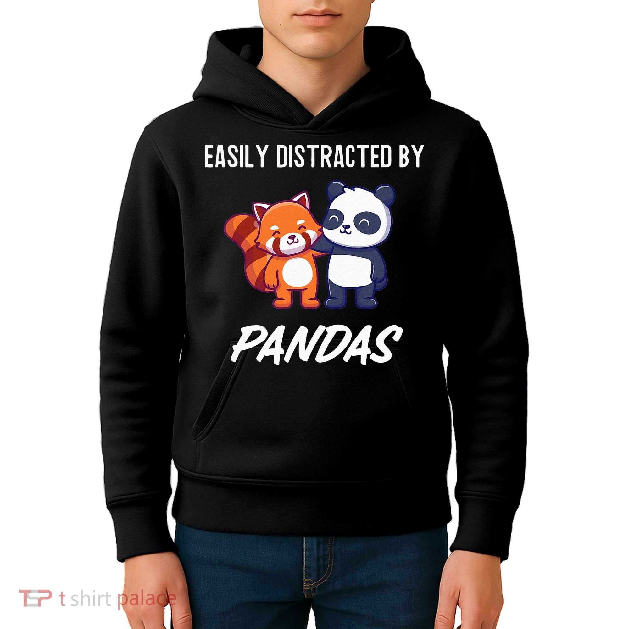 Easily Distracted By Pandas Cute Red Panda And Panda Kids Hoodie