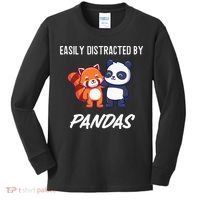 Easily Distracted By Pandas Cute Red Panda And Panda Kids Long Sleeve Shirt thumb 0