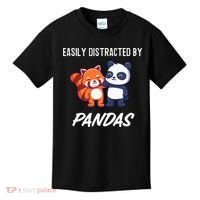Easily Distracted By Pandas Cute Red Panda And Panda Kids T-Shirt thumb 0