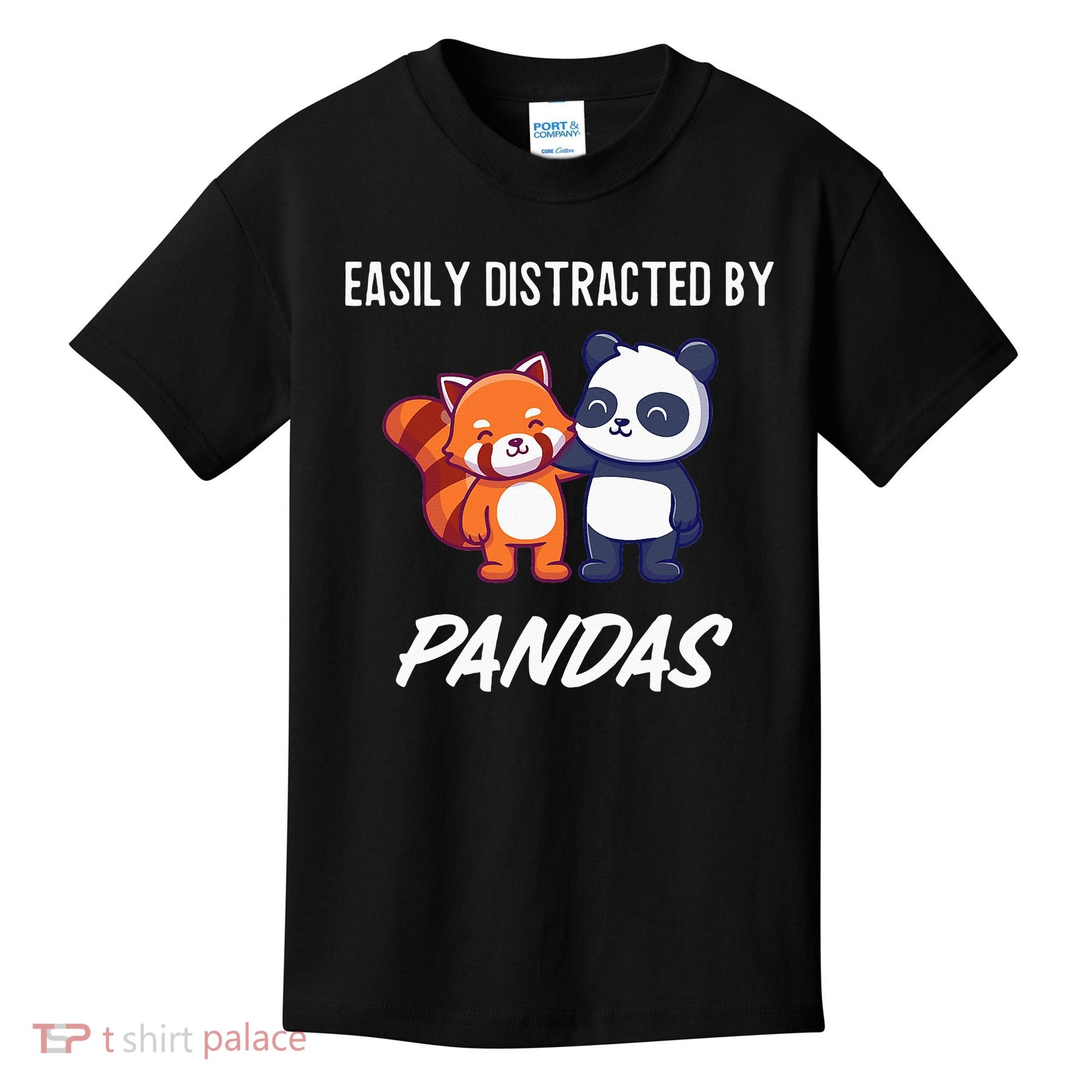 Easily Distracted By Pandas Cute Red Panda And Panda Kids T-Shirt