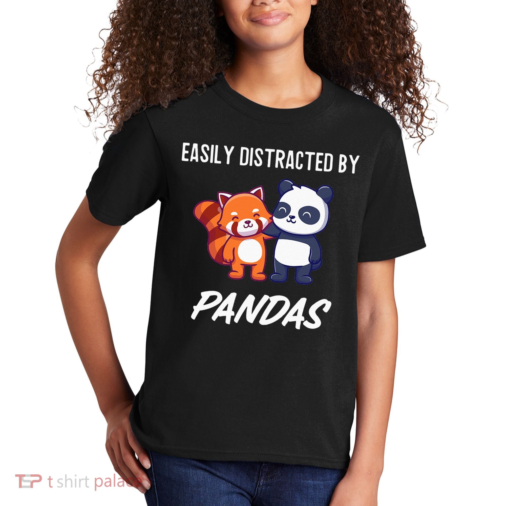 Easily Distracted By Pandas Cute Red Panda And Panda Kids T-Shirt
