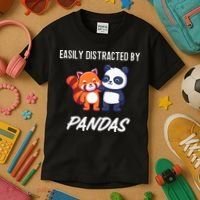 Easily Distracted By Pandas Cute Red Panda And Panda Kids T-Shirt thumb 3