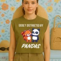 Easily Distracted By Pandas Cute Red Panda And Panda Garment-Dyed Women's Muscle Tee thumb 4
