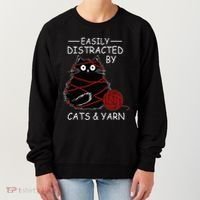 Easily Distracted By Cats And Yarn Kitten Lover Crochet Women's Sweatshirt thumb 0