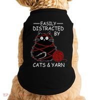 Easily Distracted By Cats And Yarn Kitten Lover Crochet Doggie Tank thumb 0