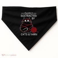 Easily Distracted By Cats And Yarn Kitten Lover Crochet USA-Made Doggie Bandana thumb 0