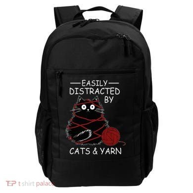 Easily Distracted By Cats And Yarn Kitten Lover Crochet Backpack