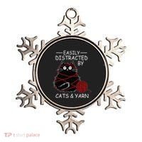 Easily Distracted By Cats And Yarn Kitten Lover Crochet Ornament thumb 0