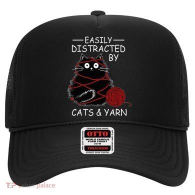 Easily Distracted By Cats And Yarn Kitten Lover Crochet Hat