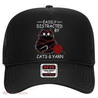 Easily Distracted By Cats And Yarn Kitten Lover Crochet Hat thumb 0