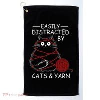Easily Distracted By Cats And Yarn Kitten Lover Crochet Golf Towel thumb 0