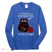 Easily Distracted By Cats And Yarn Kitten Lover Crochet Long Sleeve Shirt thumb 0