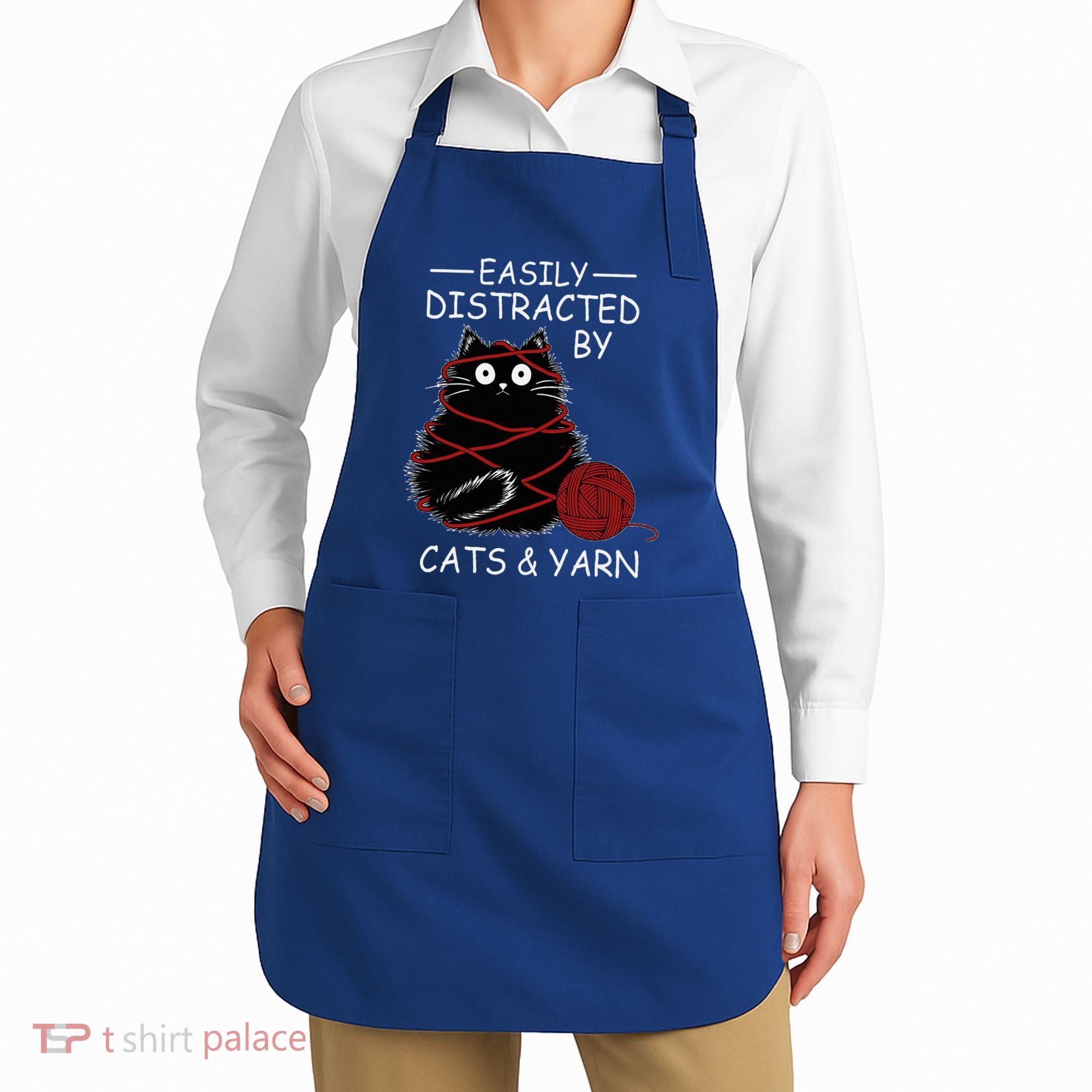 Easily Distracted By Cats And Yarn Kitten Lover Crochet Apron