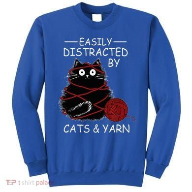 Easily Distracted By Cats And Yarn Kitten Lover Crochet Sweatshirt