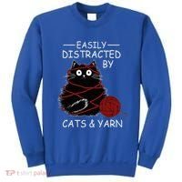 Easily Distracted By Cats And Yarn Kitten Lover Crochet Sweatshirt thumb 0