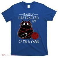 Easily Distracted By Cats And Yarn Kitten Lover Crochet T-Shirt thumb 0