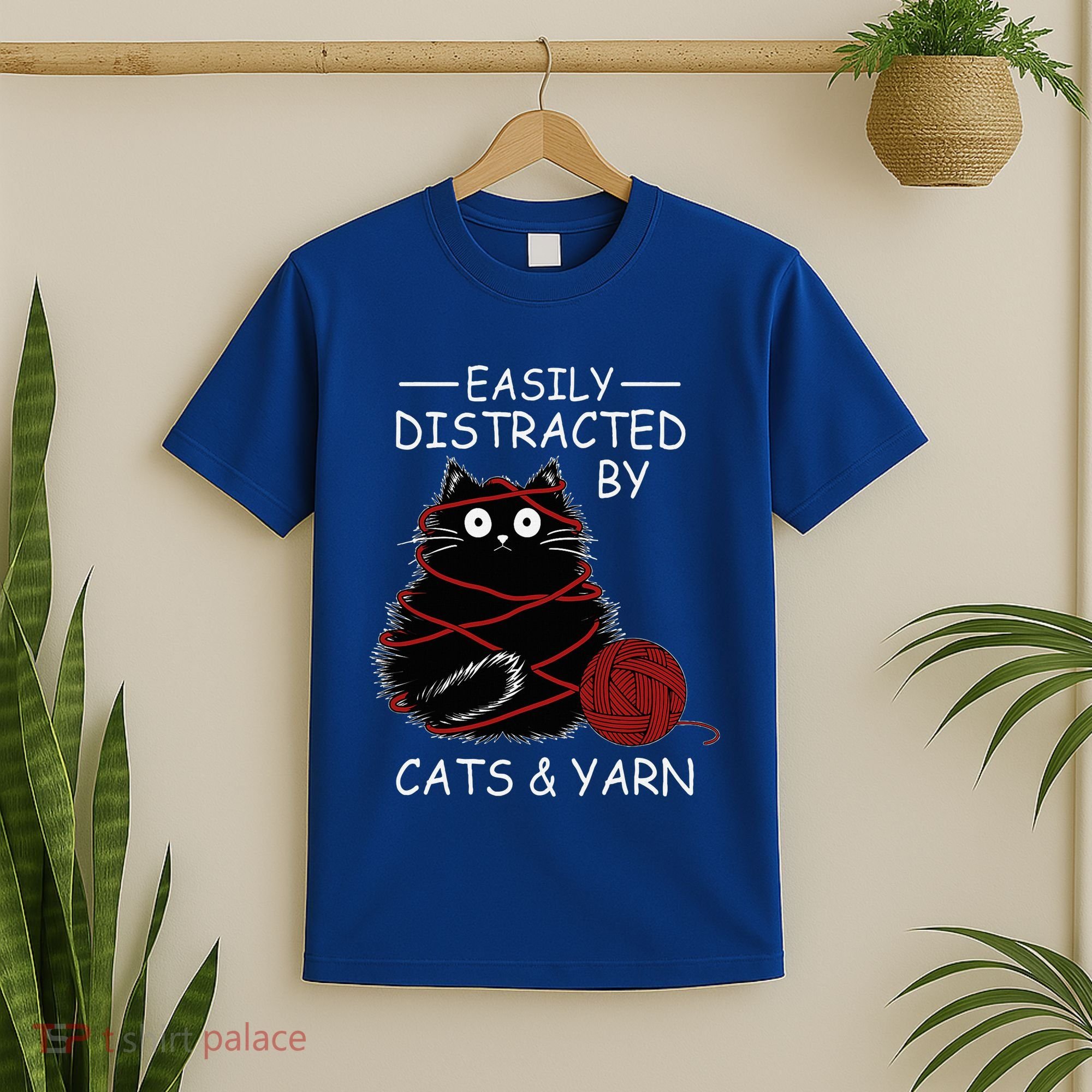 Easily Distracted By Cats And Yarn Kitten Lover Crochet T-Shirt