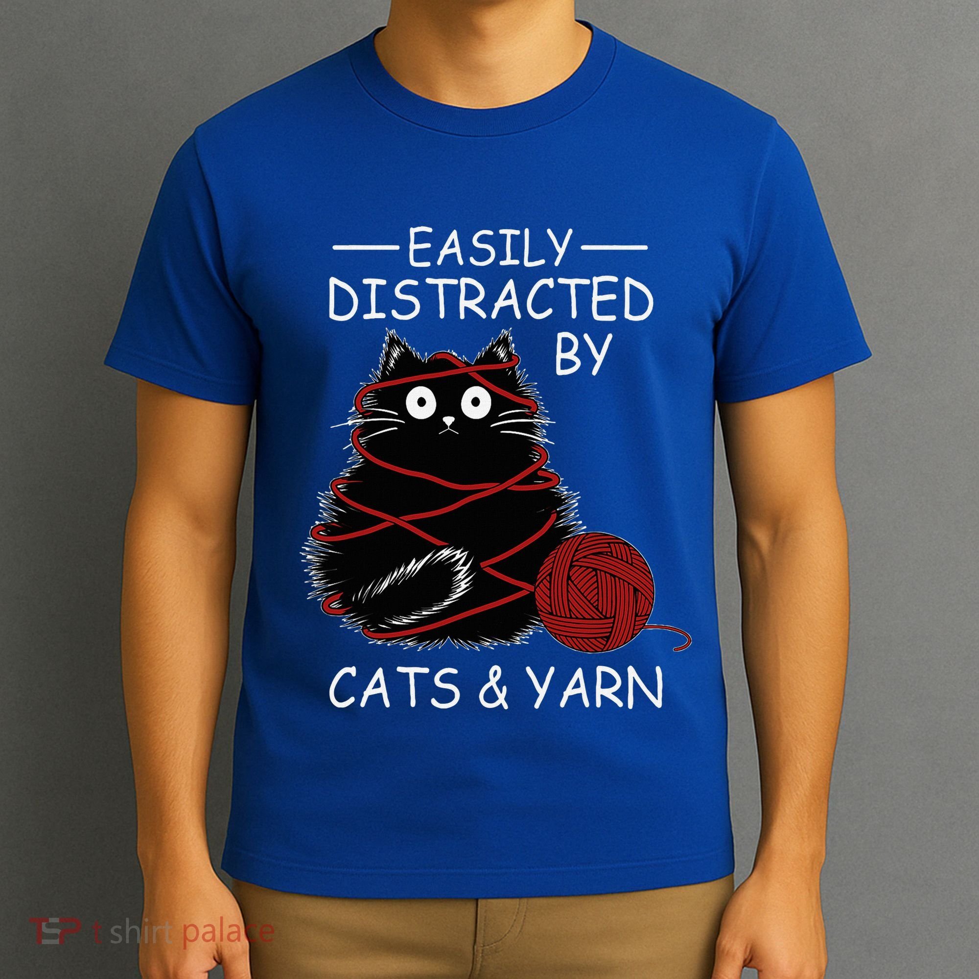 Easily Distracted By Cats And Yarn Kitten Lover Crochet T-Shirt