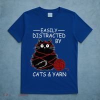Easily Distracted By Cats And Yarn Kitten Lover Crochet T-Shirt thumb 5