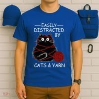 Easily Distracted By Cats And Yarn Kitten Lover Crochet T-Shirt thumb 6