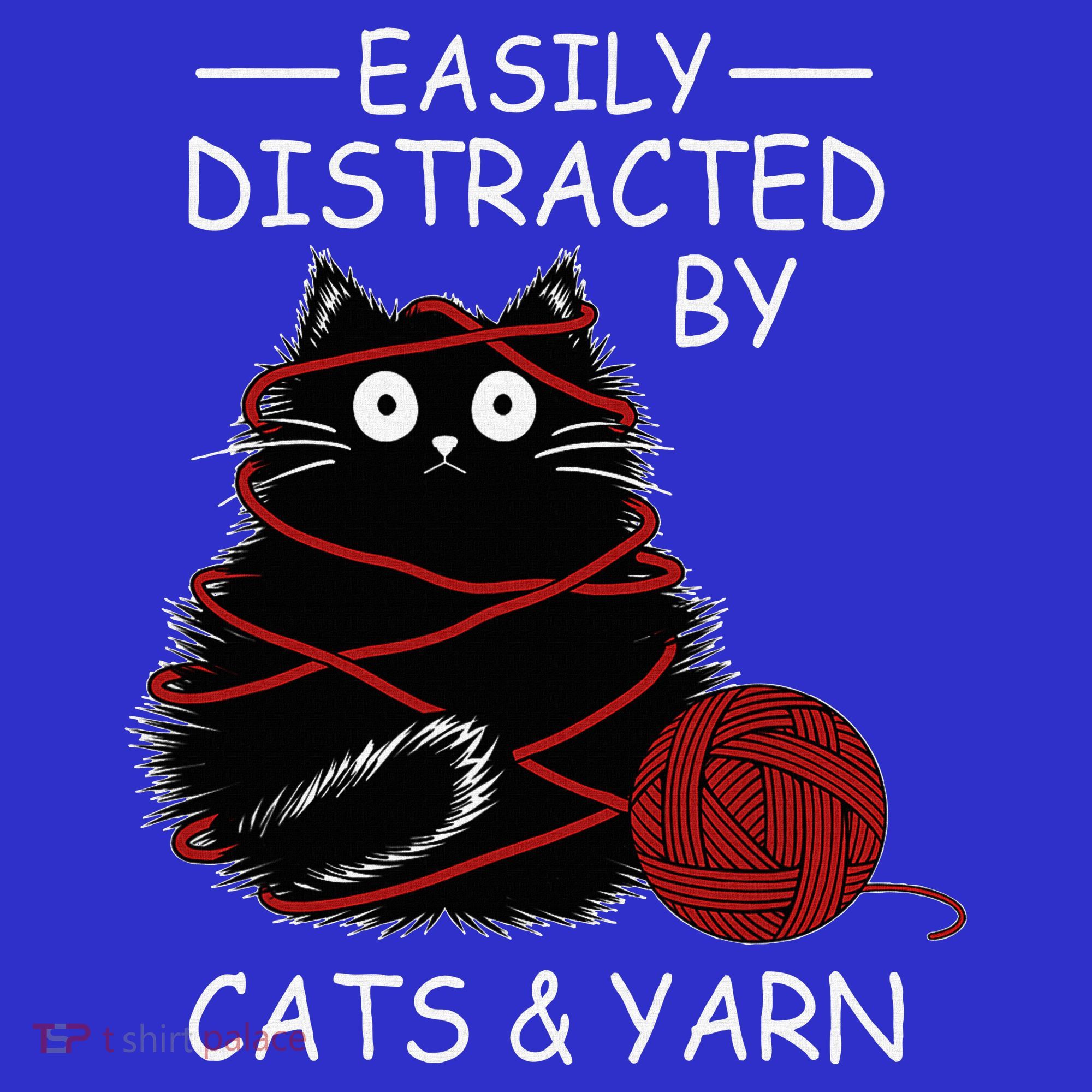 Easily Distracted By Cats And Yarn Kitten Lover Crochet Coaster