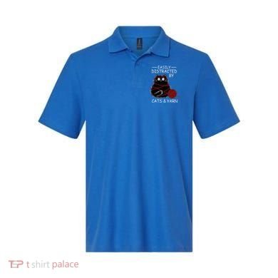 Easily Distracted By Cats And Yarn Kitten Lover Crochet Polo