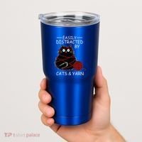 Easily Distracted By Cats And Yarn Kitten Lover Crochet Tumbler thumb 2