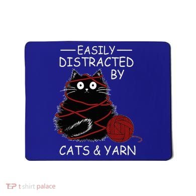 Easily Distracted By Cats And Yarn Kitten Lover Crochet Mousepad