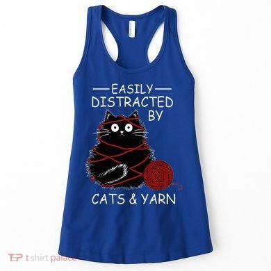 Easily Distracted By Cats And Yarn Kitten Lover Crochet Women's Tank Top