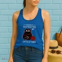 Easily Distracted By Cats And Yarn Kitten Lover Crochet Women's Tank Top thumb 2