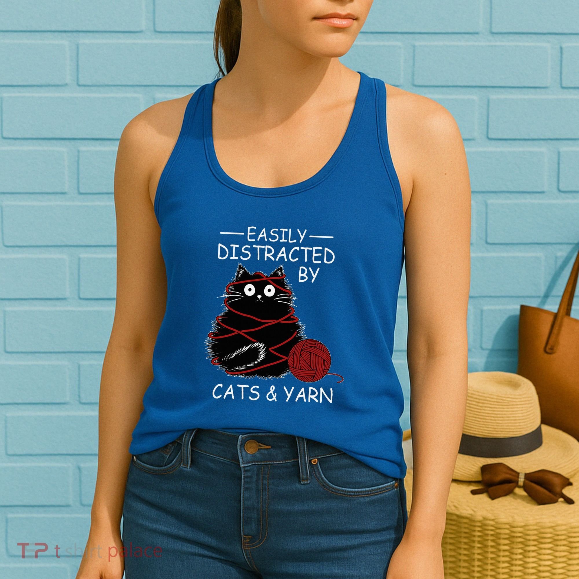 Easily Distracted By Cats And Yarn Kitten Lover Crochet Women's Tank Top