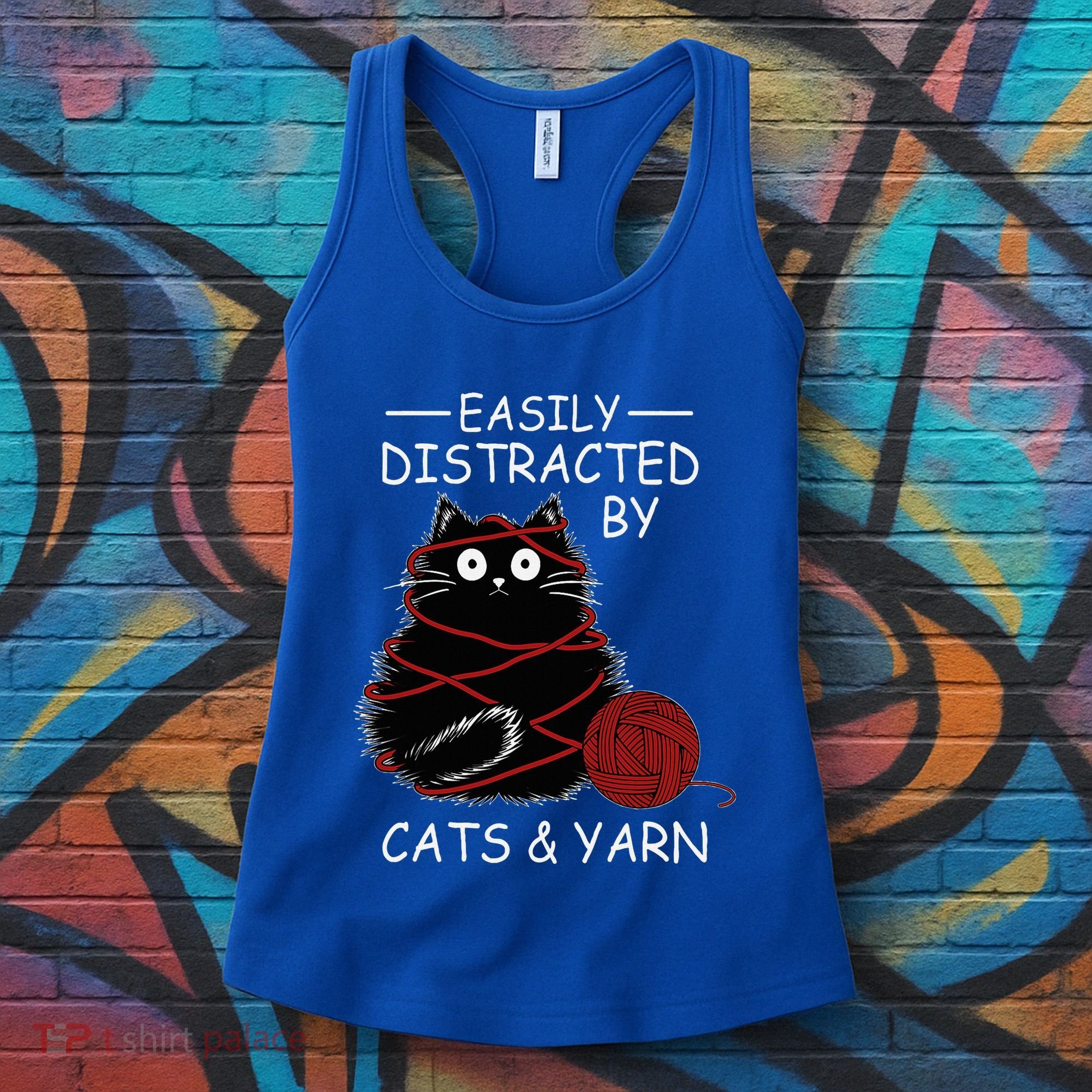 Easily Distracted By Cats And Yarn Kitten Lover Crochet Women's Tank Top