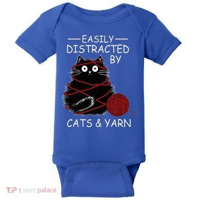 Easily Distracted By Cats And Yarn Kitten Lover Crochet Baby Bodysuit