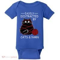 Easily Distracted By Cats And Yarn Kitten Lover Crochet Baby Bodysuit thumb 0